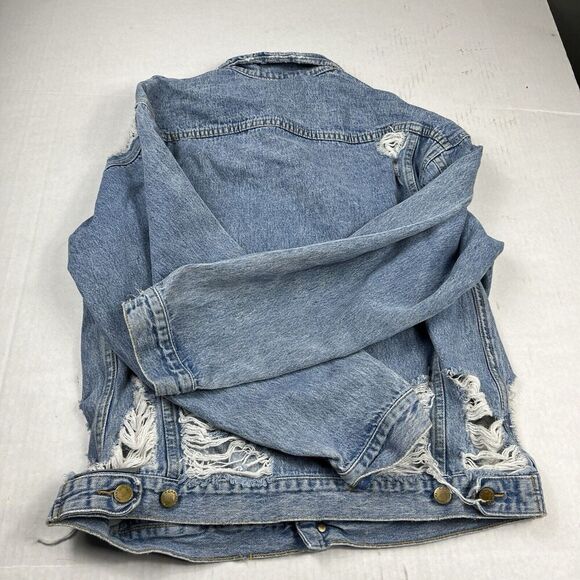 Carmar Womens Distressed Denim Jean Jacket Blue Street Layer Button Front XS - Picture 9 of 10